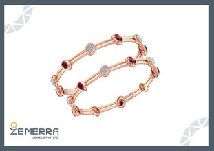 14K Rose Gold Diamond Bangles Fine Jewelry for Women Sarafa Bazar India