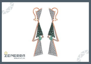 Women's Nutural Diamonds Dangle Earring in 14K Gold Sarafa Bazar India