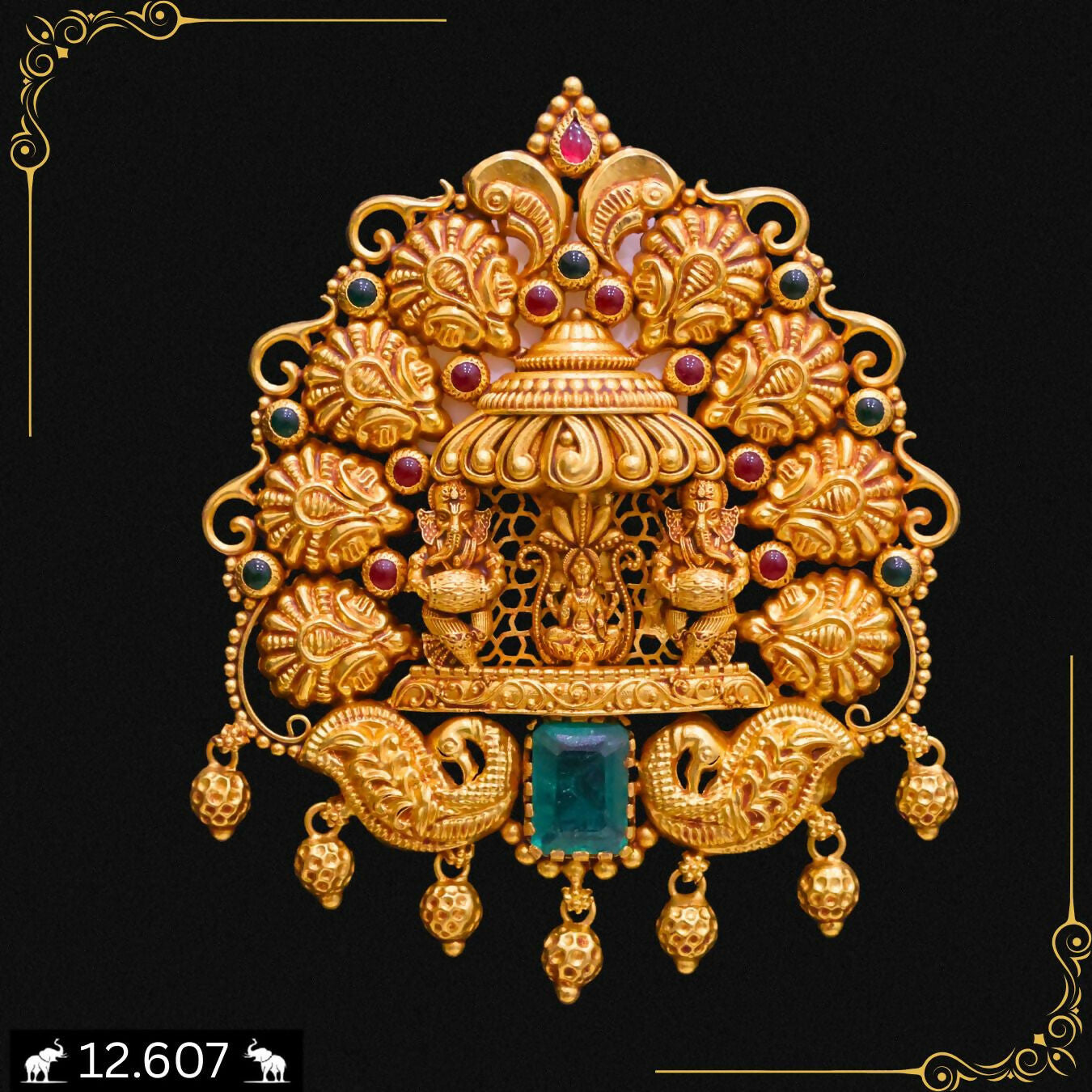 Antique Temple Pendant Set Sarafa Bazar India