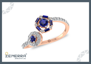 Stylish 14K Rose Gold Diamond Open Adjustable Ring Sarafa Bazar India