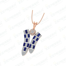 Designer Blue Stone Diamond Pendant – 14K Gold Sarafa Bazar India