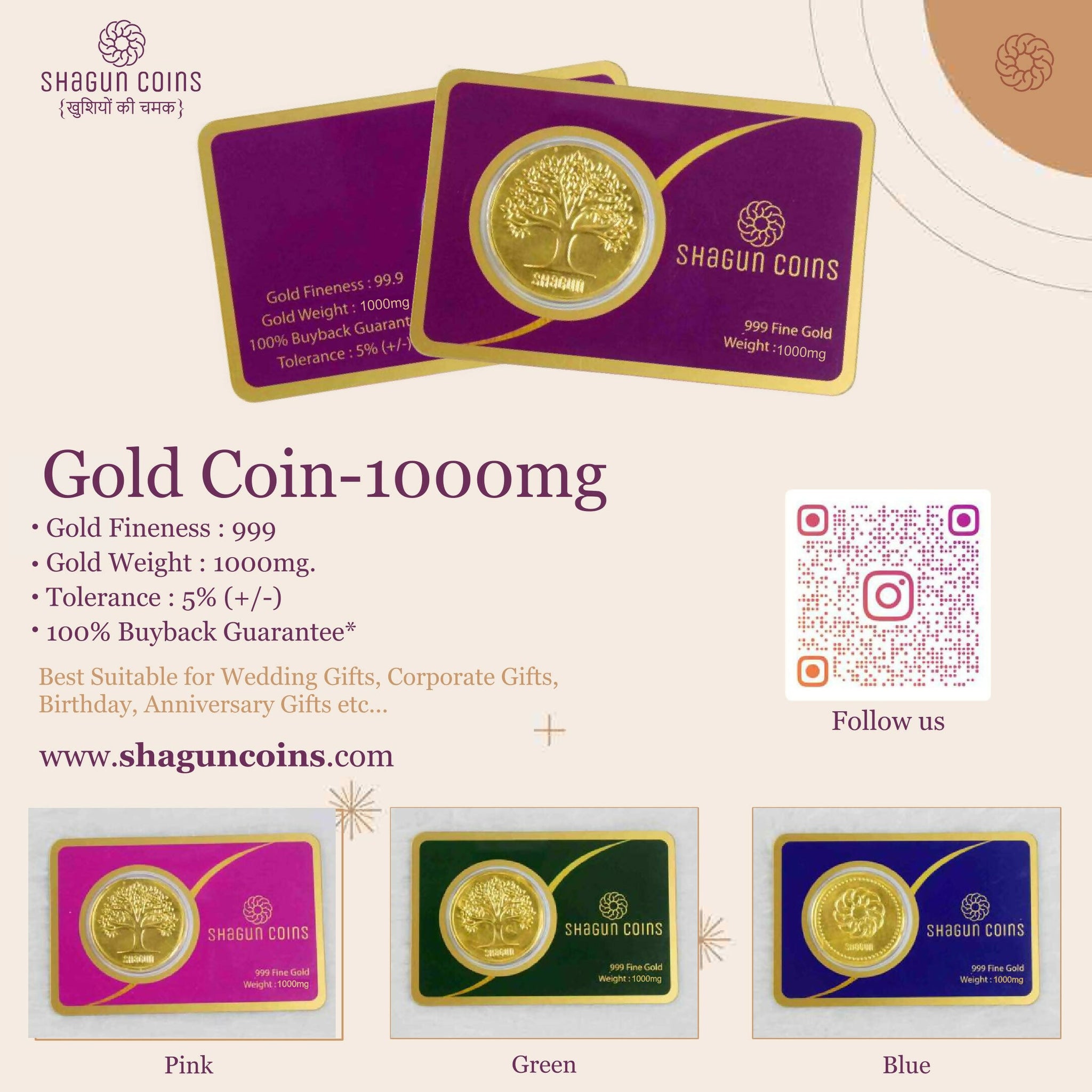 Gold Coin 1000 mg Sarafa Bazar India