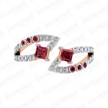 14K Rose Gold Diamonds Geometric Bypass Ring Sarafa Bazar India