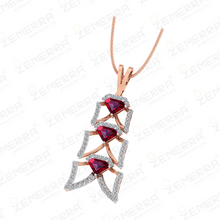 Modern 14K Rose Gold Diamond Ruby Pendant Set for Women Sarafa Bazar India