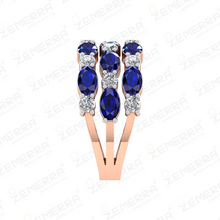 Premium 14K Rose Gold Diamond Tripal Row Band Ring Sarafa Bazar India