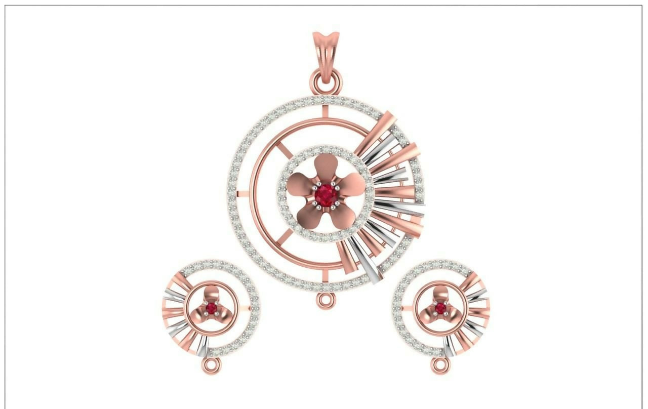 Rose Gold Pendant Set Sarafa Bazar India