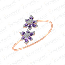 Classic 14K Rose Gold Amethyst Kite Cut Stone Diamond Bracelets Sarafa Bazar India