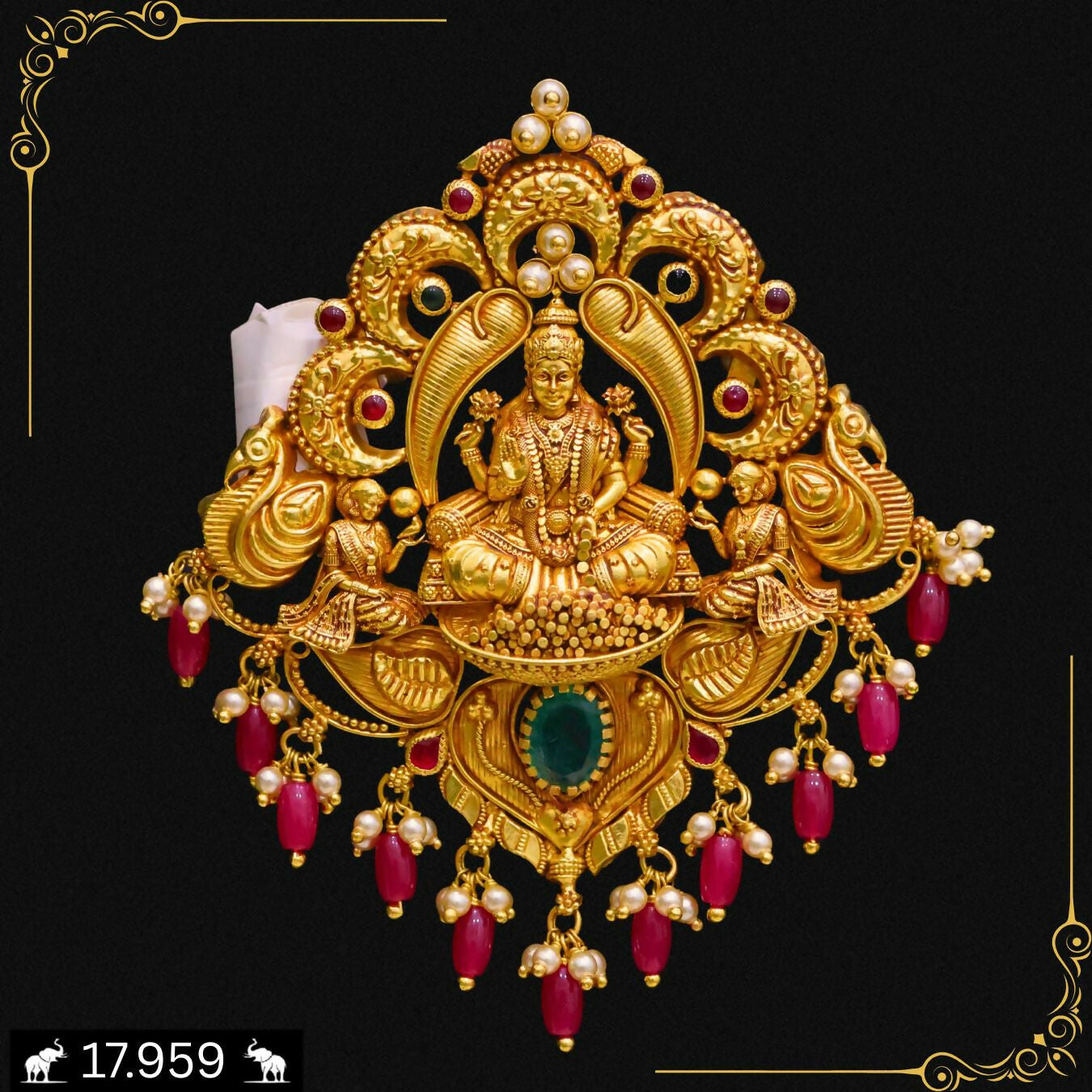 Antique Temple Pendant Set Sarafa Bazar India