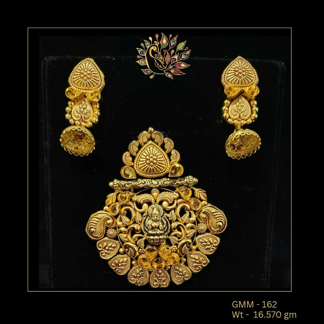 22kt Antique Ghat Pendant set Sarafa Bazar India