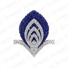 High Demand 14K Gold Diamond Large Leaf-Shaped Ring Design