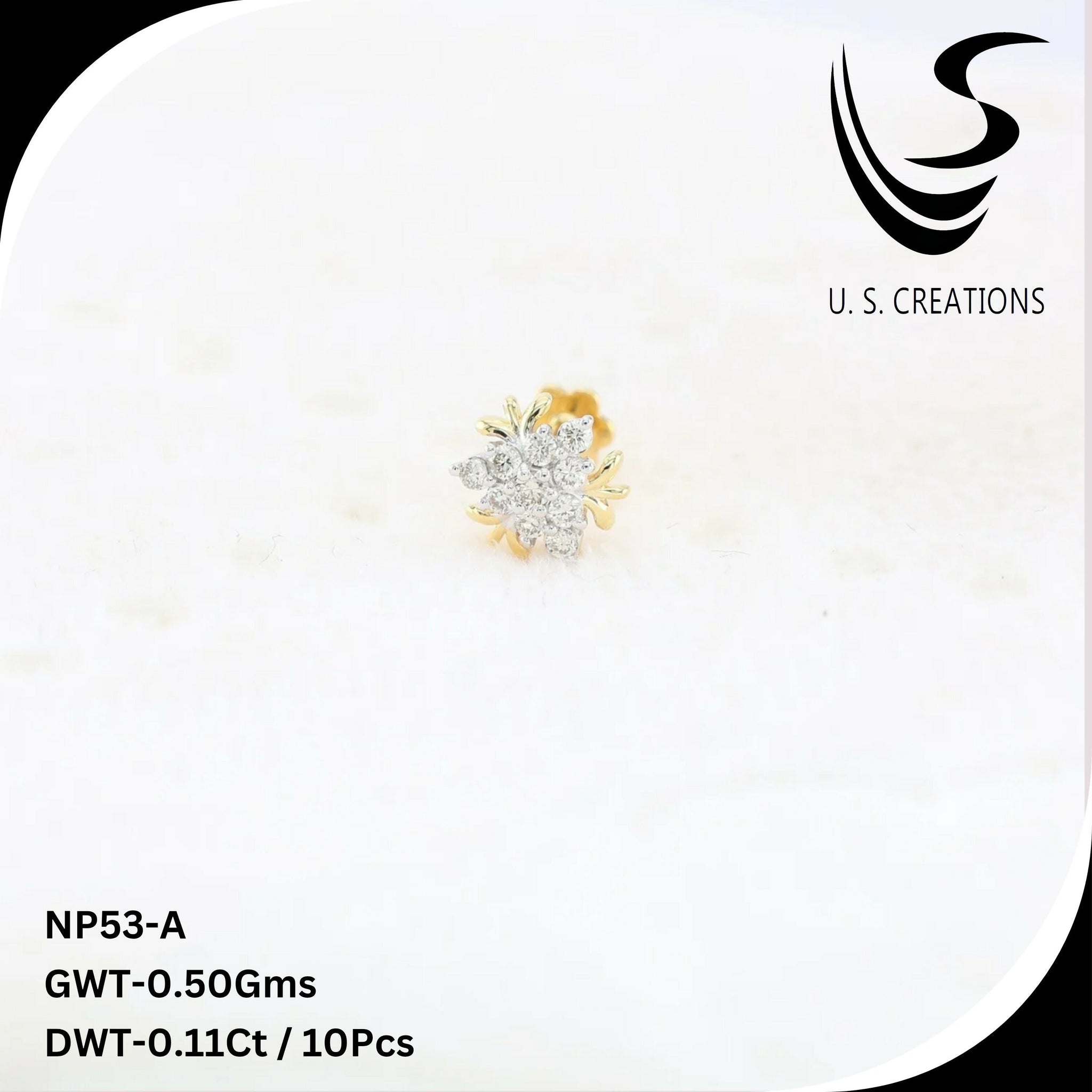 Delicate Gold & Diamond Nose Pin-NP-53-A Sarafa Bazar India