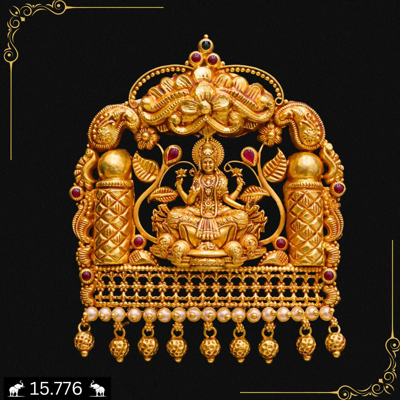 Antique Temple Pendant Set Sarafa Bazar India