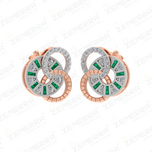 14K Rose Gold Diamond & Green Stone Circle Pendant Sarafa Bazar India