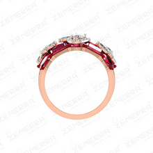 Stylish 14K Rose Gold Diamond Band Ring With Ruby Stone Sarafa Bazar India