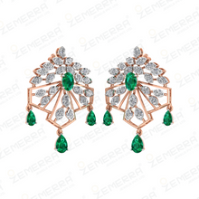Dizzling 14k Rose Gold Green Stone Diamond Pendant Sets Sarafa Bazar India