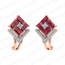 14K gold with a lab-grown diamond Bali and Ruby Buguette cut Sarafa Bazar India
