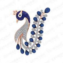 14K Rose Gold Peacock Ring with Diamonds & Blue Stones Sarafa Bazar India