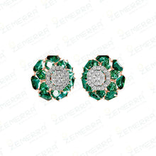 14K Rose Gold Diamond Pendent Set With Green Stone Sarafa Bazar India