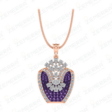 14K Gold Diamond Flower Cluster Pendant Set with Ruby Stone Sarafa Bazar India