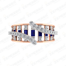 14k Diamond and Sapphire Ring with a Rose Gold Sarafa Bazar India