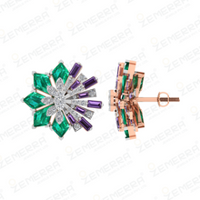 14K Rose Gold Diamond Sunburst Statement Pendant Set Sarafa Bazar India