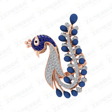 14K Rose Gold Peacock Ring with Diamonds & Blue Stones Sarafa Bazar India