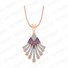 Delicated 14K Gold Fan-Shaped Diamond Pendant Set Sarafa Bazar India