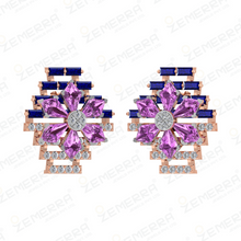 Stylish 14K Gold Diamond Floral geometric pendant Set Sarafa Bazar India