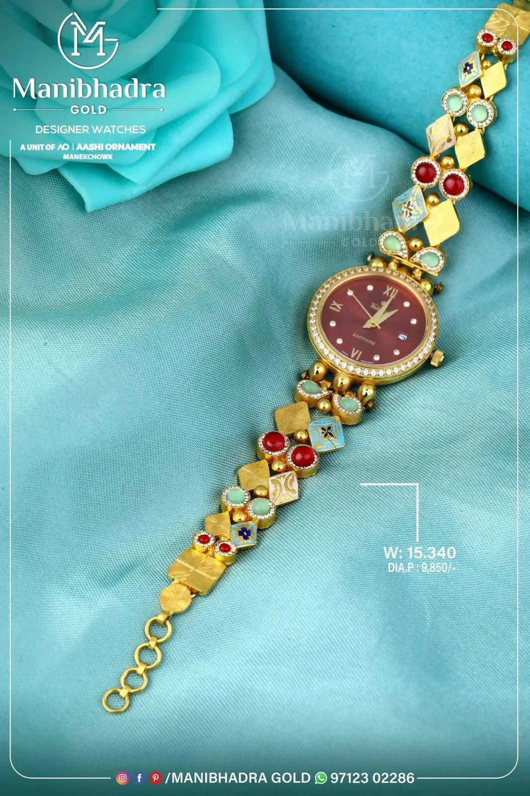 fcity.in - Gold Plated Kundan Chain Bracelet Watch For Women / Classic Women
