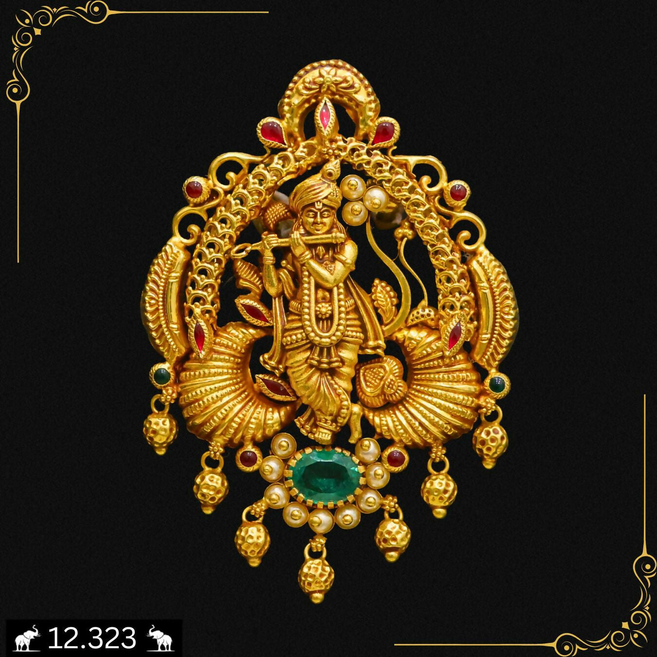 Antique Temple Pendant Set Sarafa Bazar India