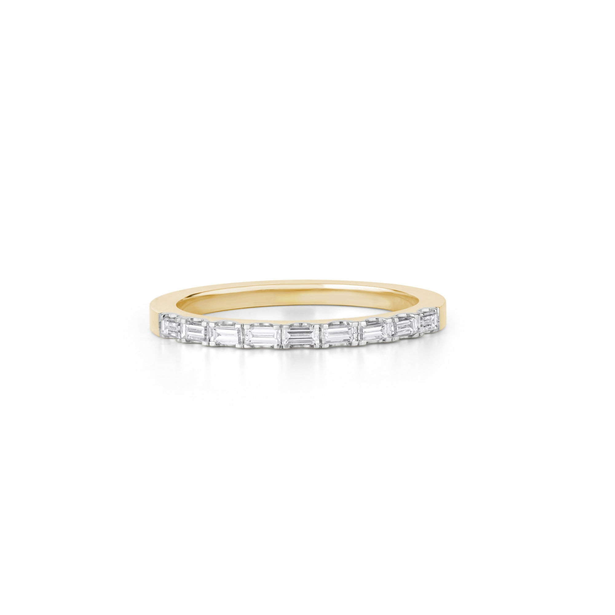 Baguette Diamond Half Eternity Ring in 14K Yellow Gold Sarafa Bazar India