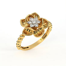 Round Cut Flower Lab Grown Diamond Ring | 14Kt Gold | Ladies Daily Wear Ring Sarafa Bazar India