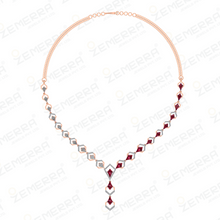 Delicate 14K Gold Diamond Ruby Kite Cut Stone Necklace Set Sarafa Bazar India