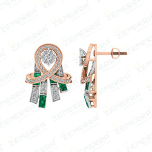 14K Rose Gold Pendant with Emerald and Diamonds Sarafa Bazar India