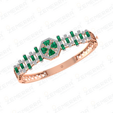 Dizzling Diamond Bracelets Green Stone in 14K Gold Sarafa Bazar India