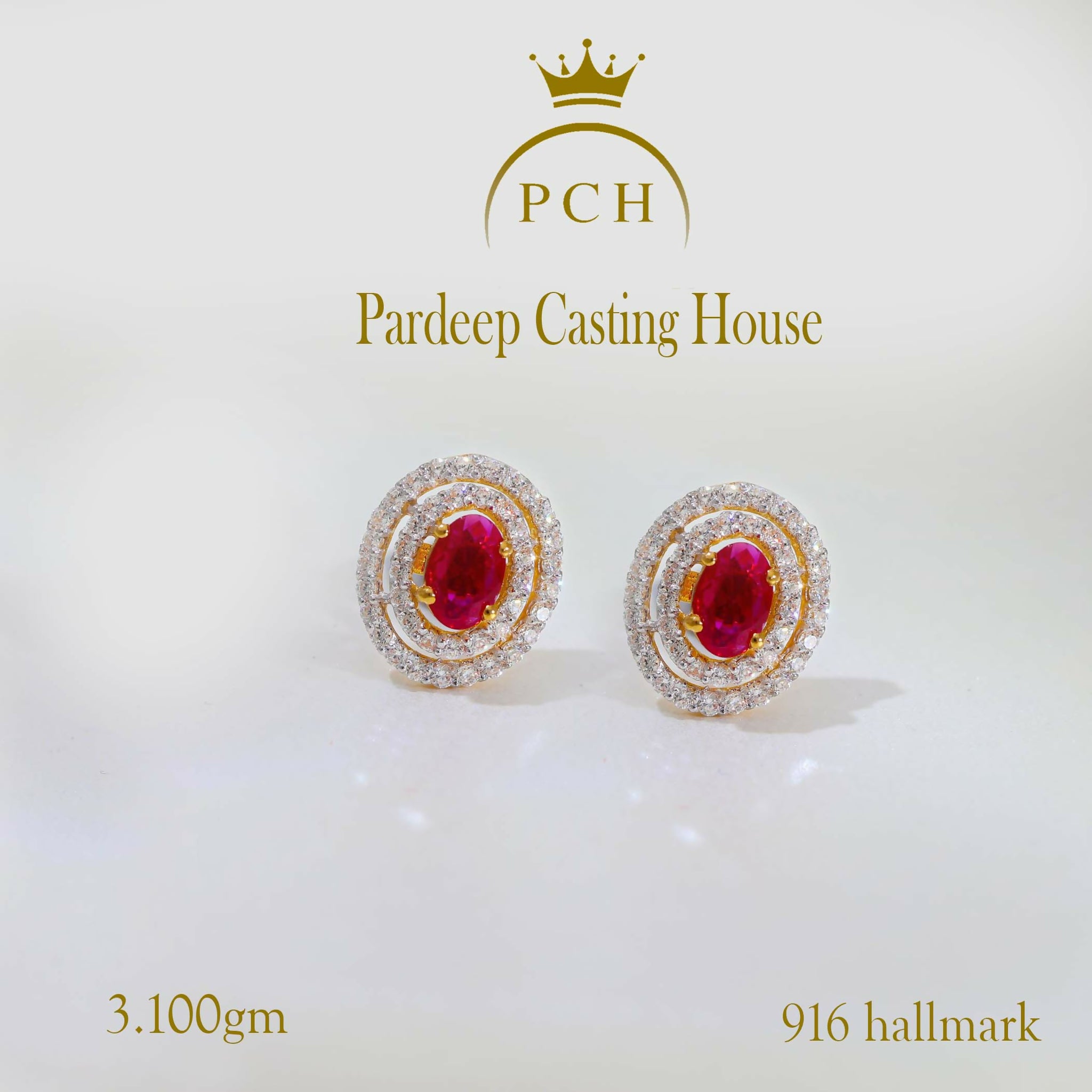 Ruby Gemstone Stud Earrings Sarafa Bazar India