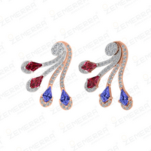 14K Gold Diamond Flowing Curve Drop Pendant Set Sarafa Bazar India