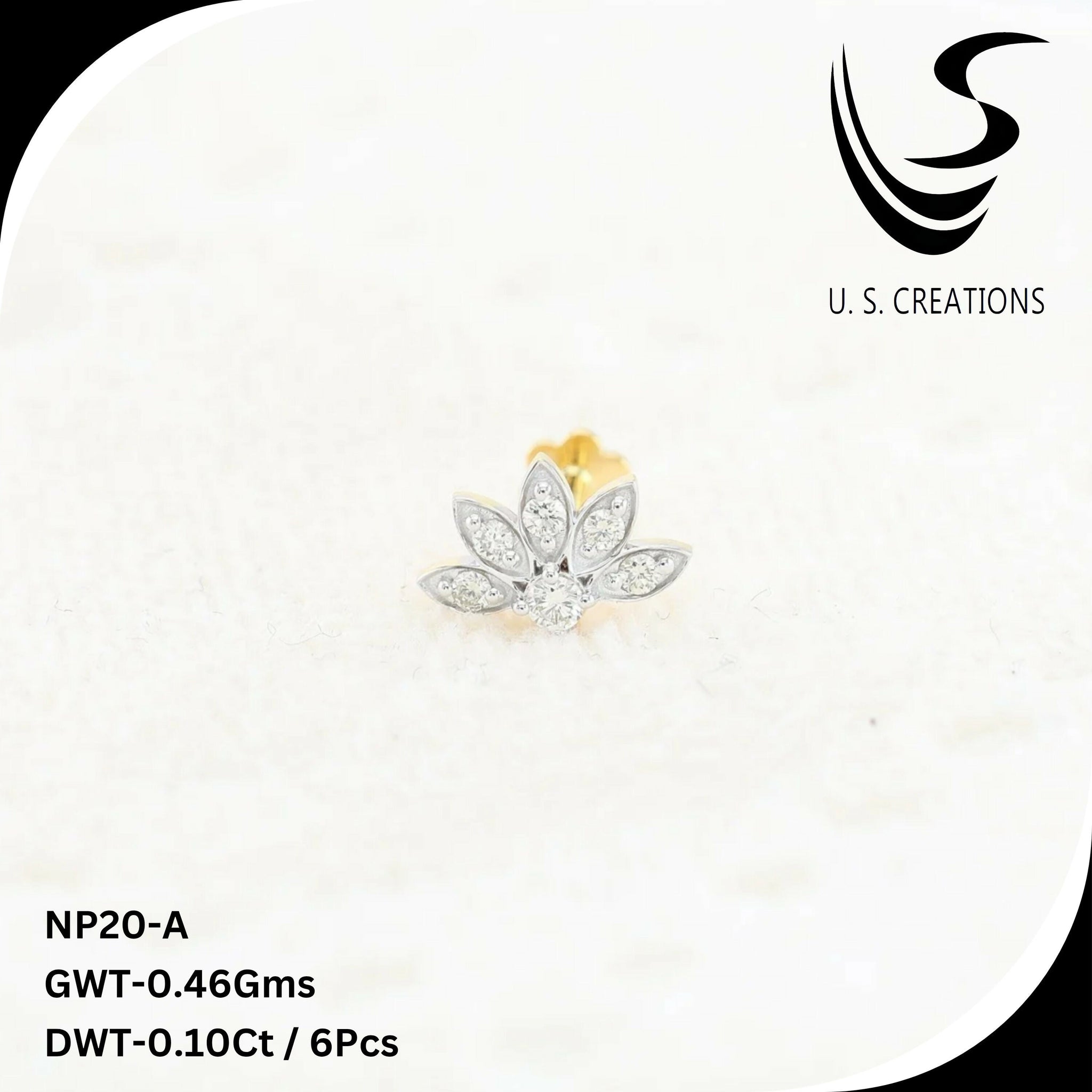 Gold & Diamond Nose Pin -NP-14-A Sarafa Bazar India