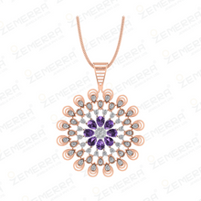 14k Rose Gold Diamond Floral Design Pendant Set Sarafa Bazar India