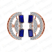 14K Rose Gold Diamond Modern Line Art Pendant Set Sarafa Bazar India