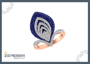High Demand 14K Gold Diamond Large Leaf-Shaped Ring Design