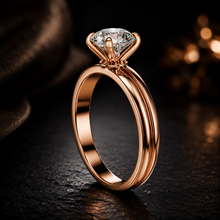 Round Cut Lab Grown Diamond Women's Ring 9Kt Rose Gold LR-5 Sarafa Bazar India