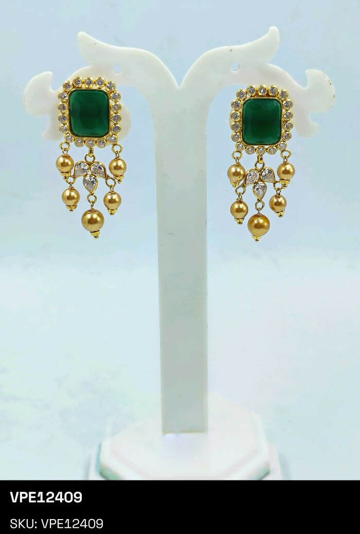 Light Weight CZ Polki Earrings Sarafa Bazar India