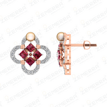 Lavish 14k Rose Gold Diamond Floral Design Pendant Set Sarafa Bazar India