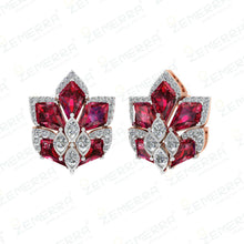 14K Gold Diamond Stud Earring With Gemstone Sarafa Bazar India