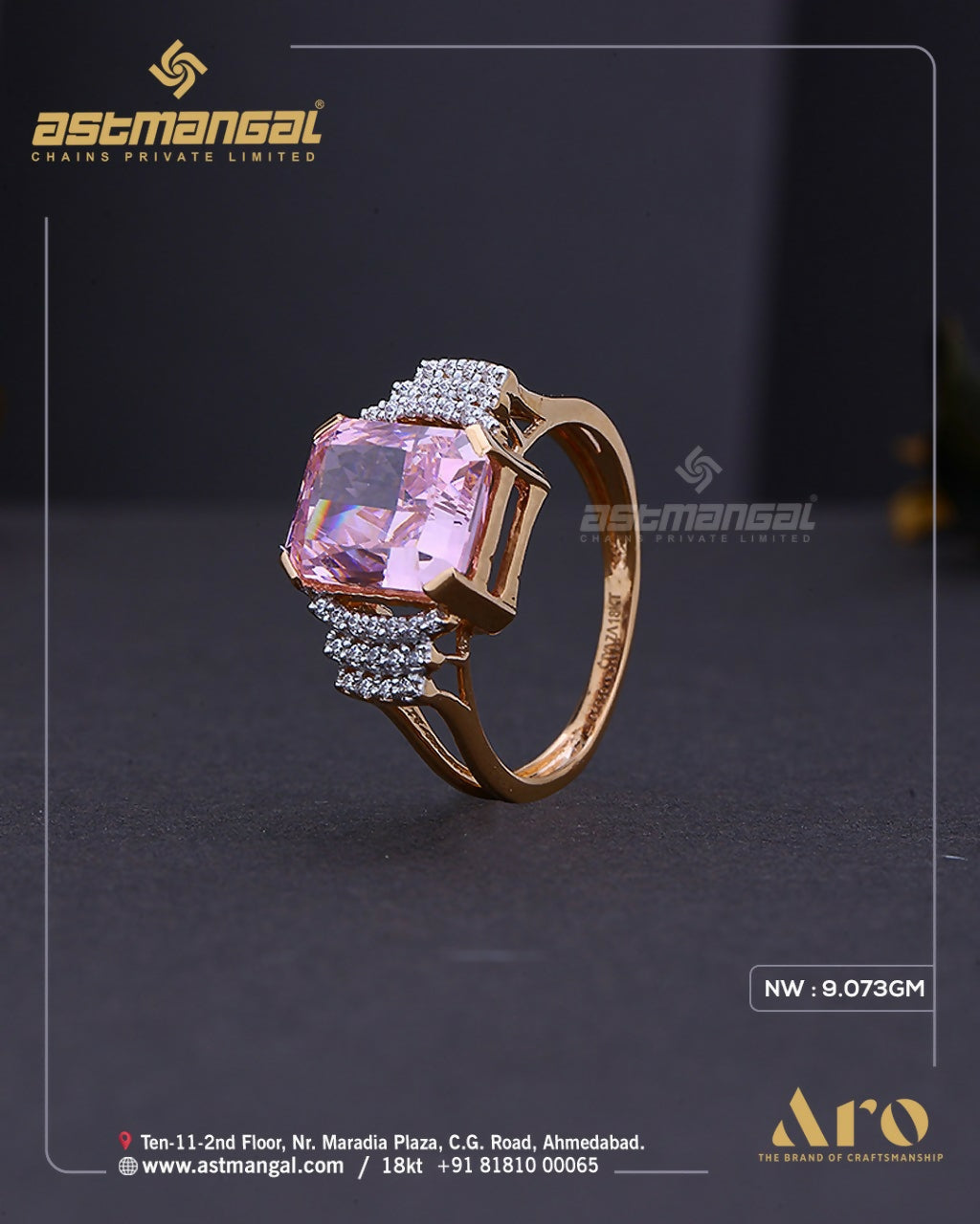 Rose Gold Ladies Ring Sarafa Bazar India