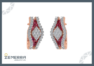 Dizzling Diamond Hoops Earrings in 14K Gold Sarafa Bazar India