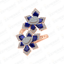 14K Gold Diamond Floral Ring Fine Jewelry For Women Sarafa Bazar India
