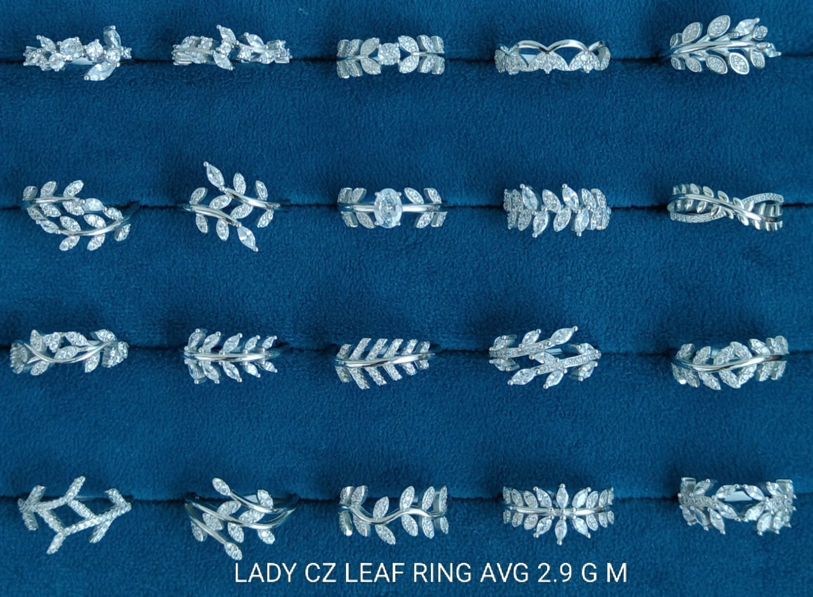 925 Silver Lady CZ Leaf Ring Sarafa Bazar India