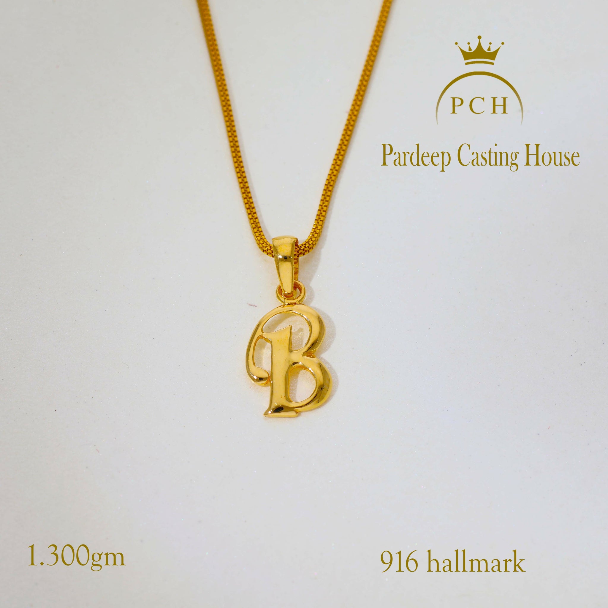 The Alphabet B Plain Yellow Gold Pendant Sarafa Bazar India